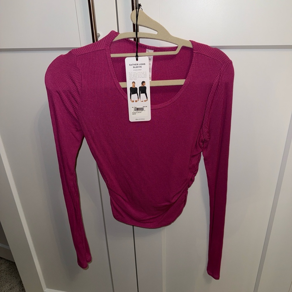 Alo Yoga Gather Long Sleeve in Rasberry Sorbet size Medium